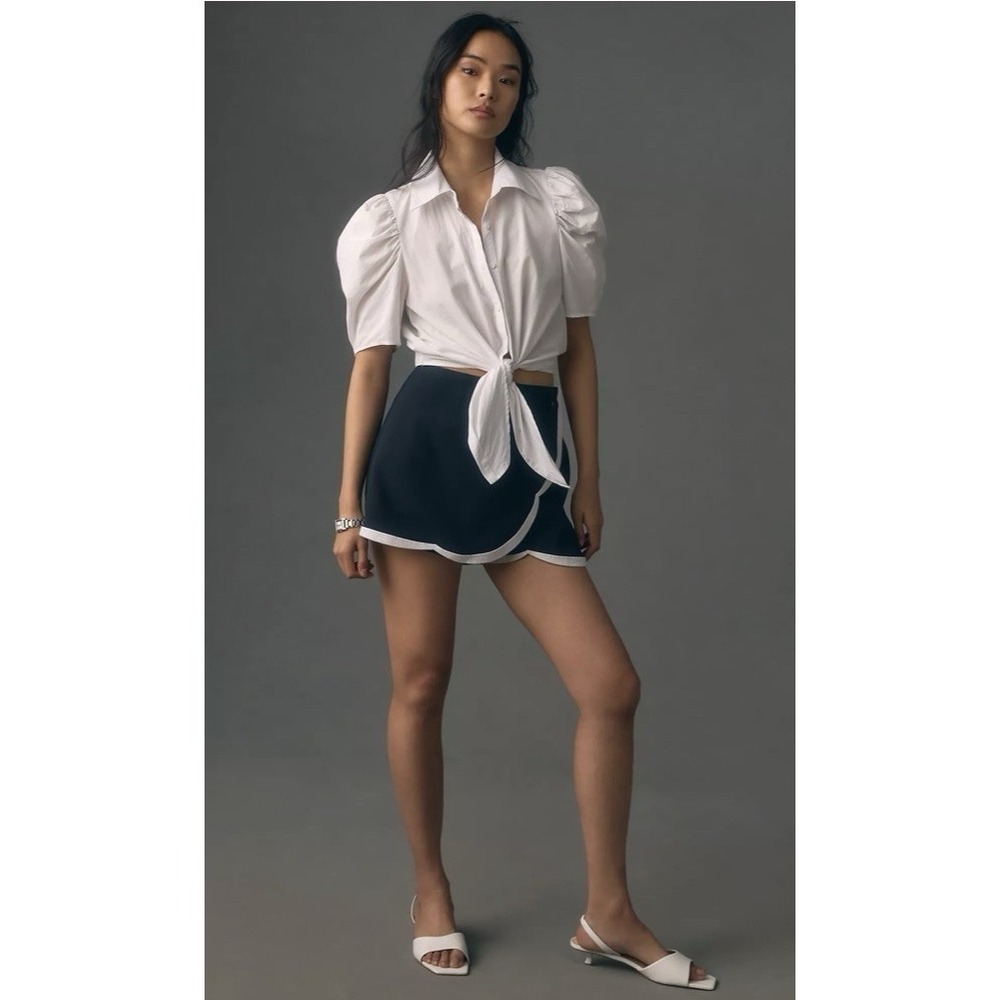 Anthropologie Maeve Scallop Skort US Size 10 Black New